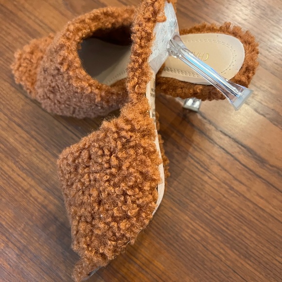 Chase & Chloe Teddy Sherpa Mule Heels | Size 7.5 | Trendy Sculptural Heel | NWOT - Picture 5 of 12